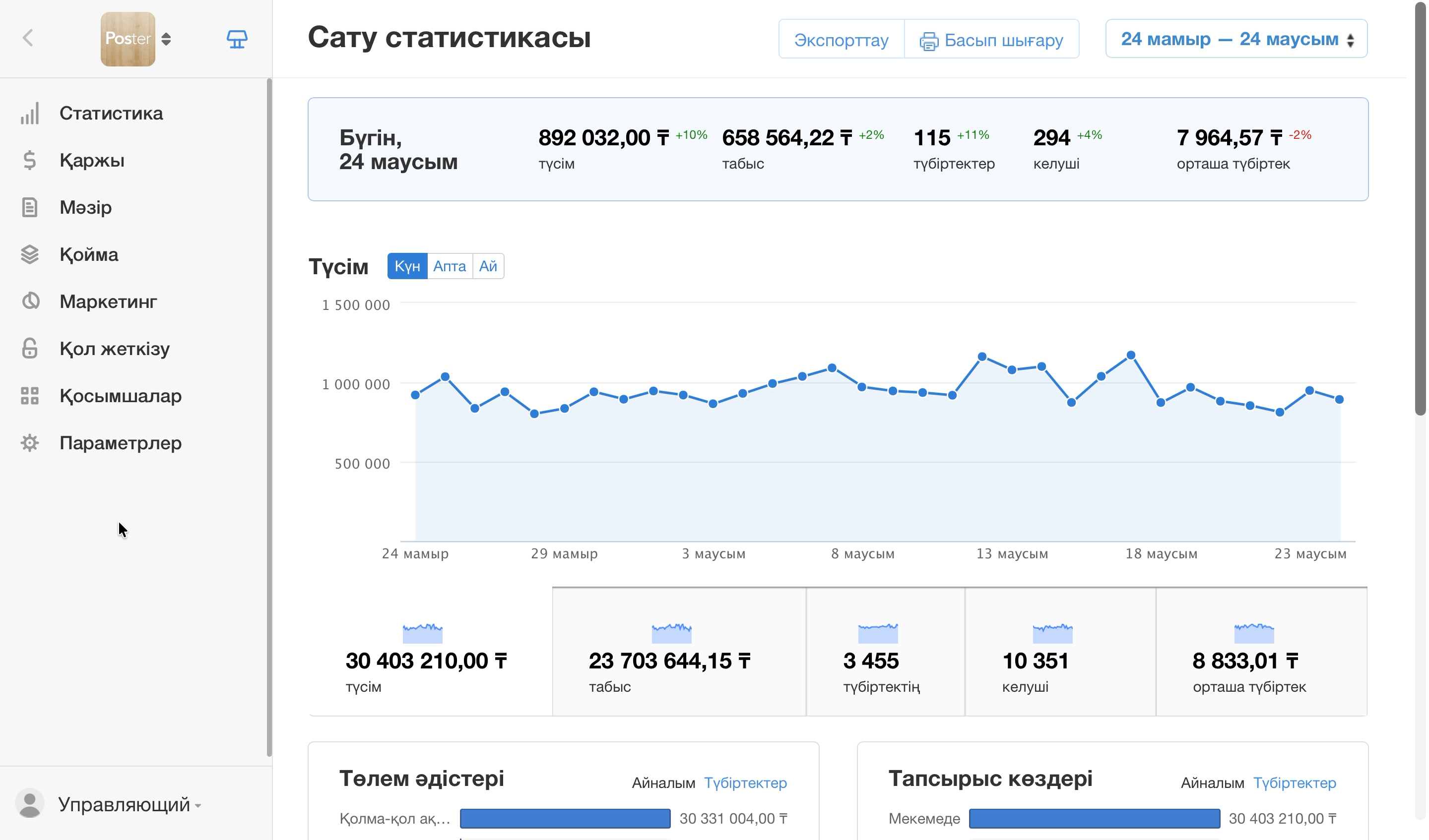 выйти из кассы в админ-панеле