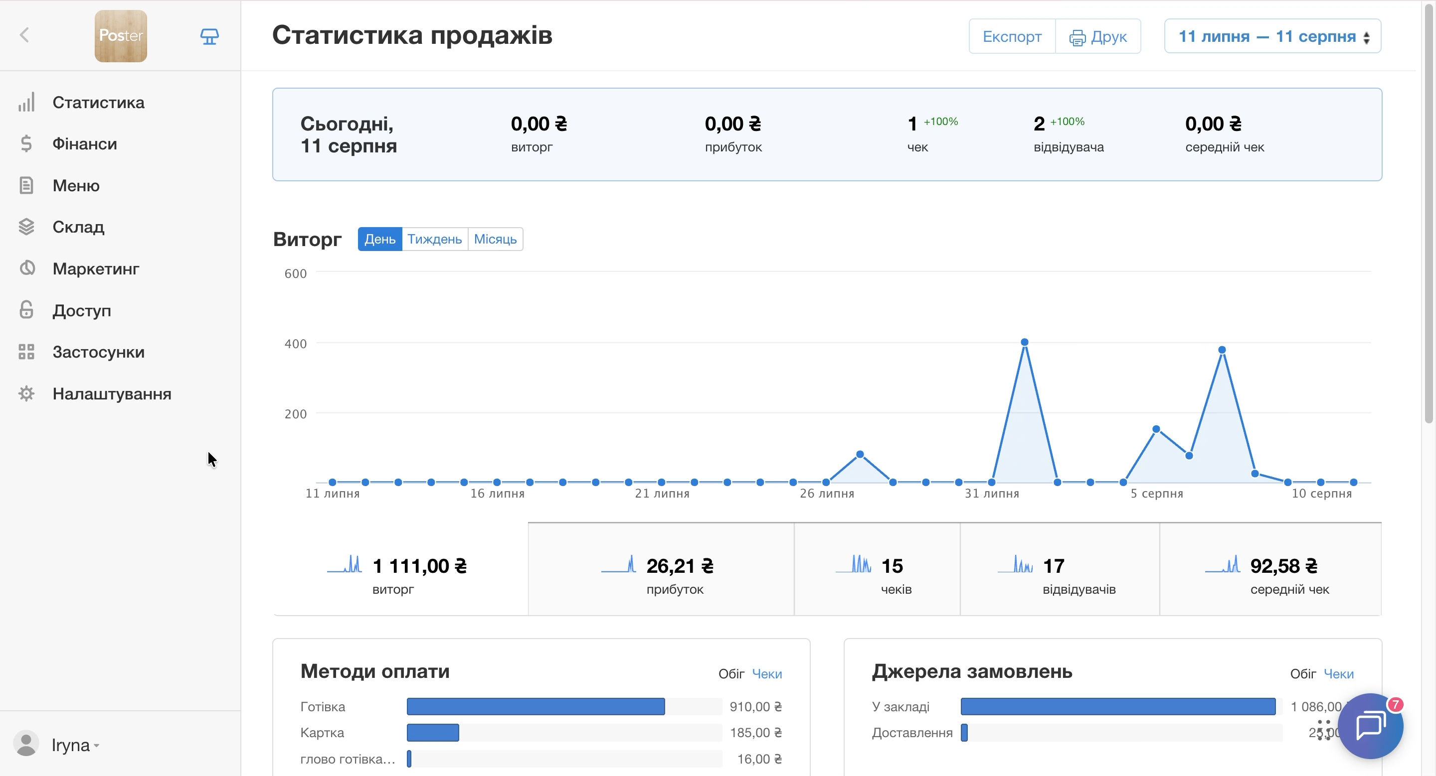 перевірити деталі списання