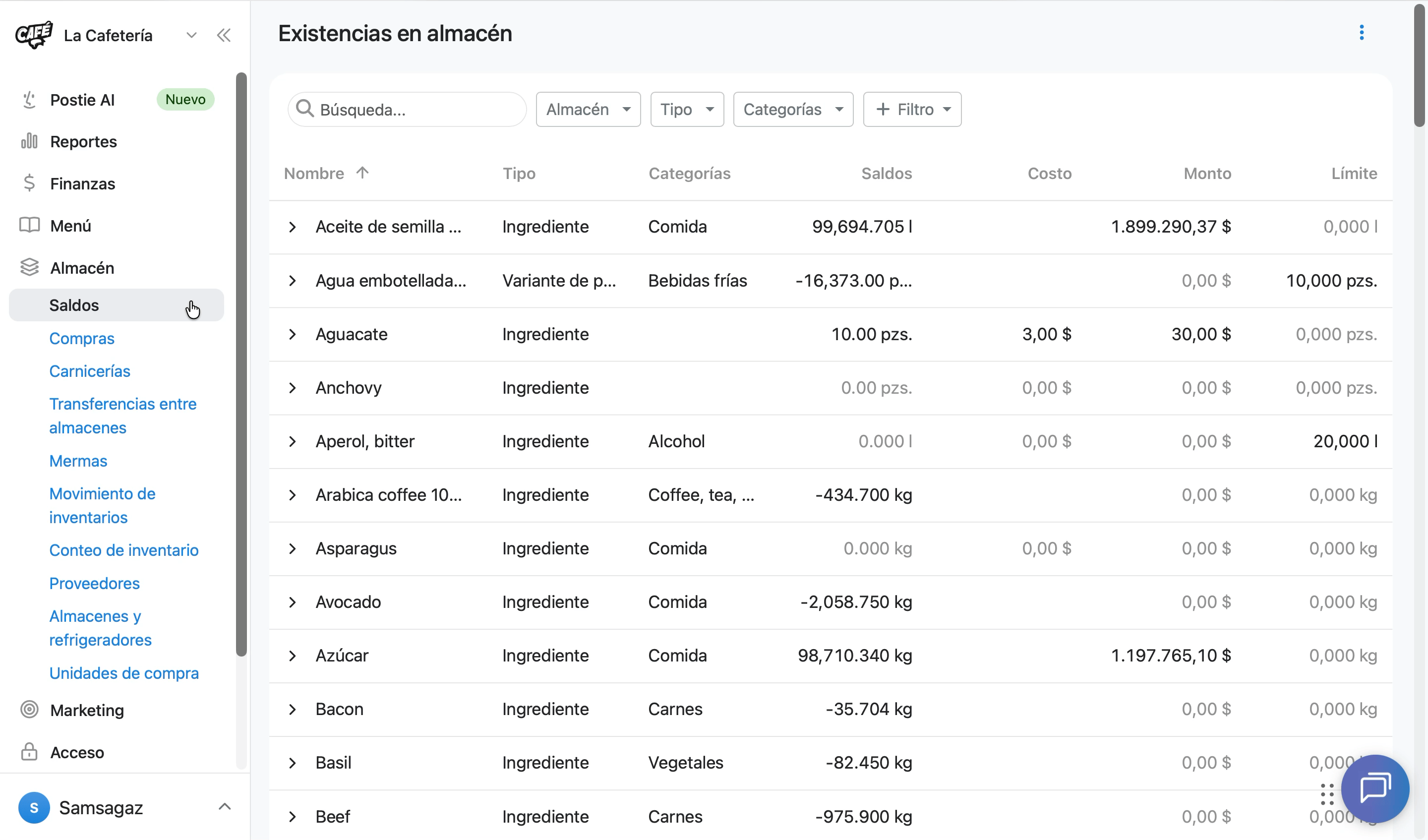 Cómo ver el saldo de tus productos