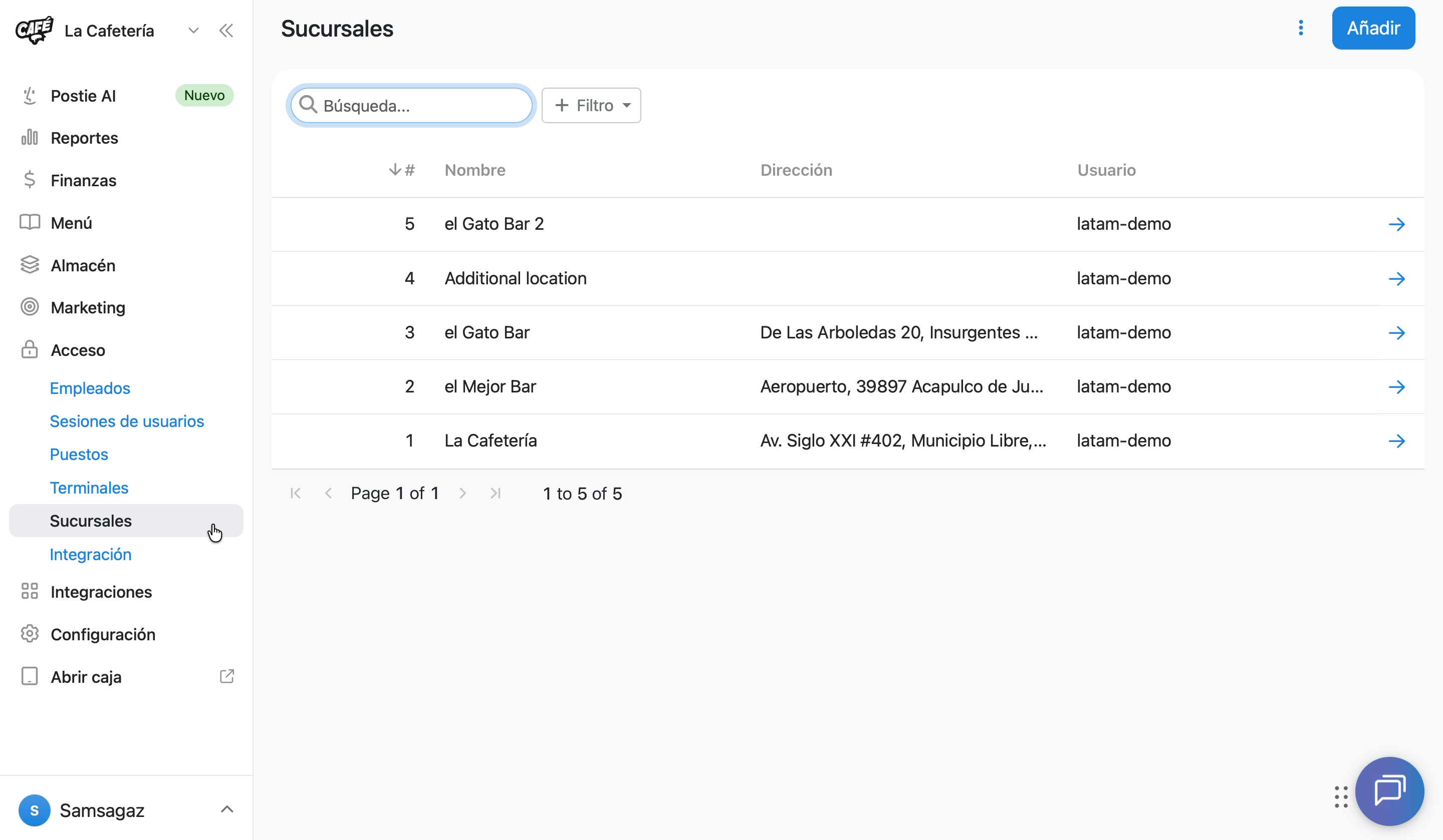 Configura cada área de venta por separado