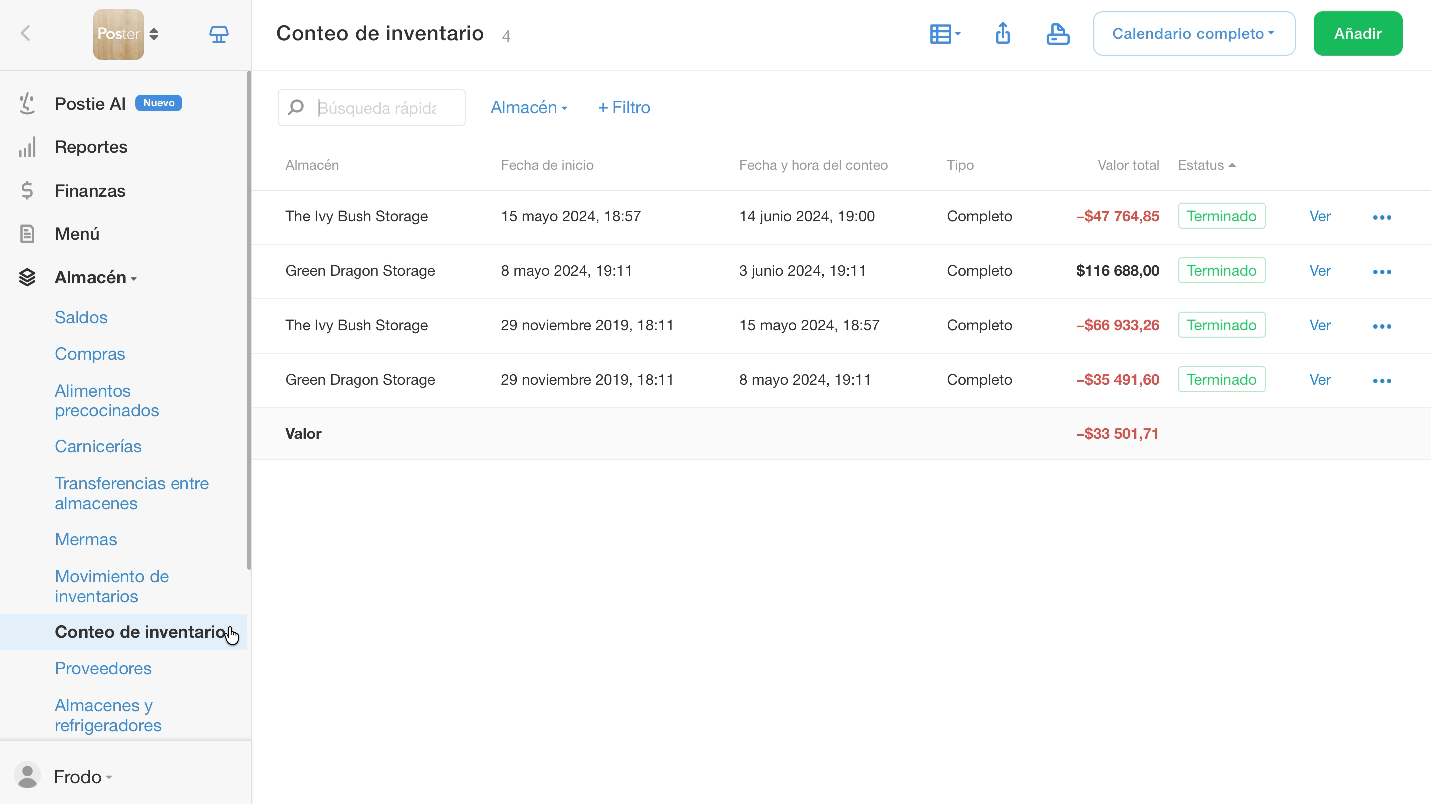 Crea un conteo de inventario antes de abrirlo en la app POS-