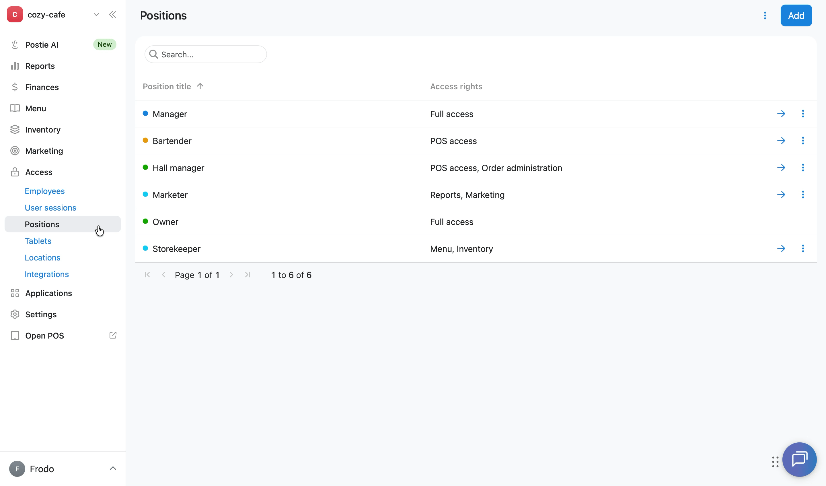 How to customize the positions list