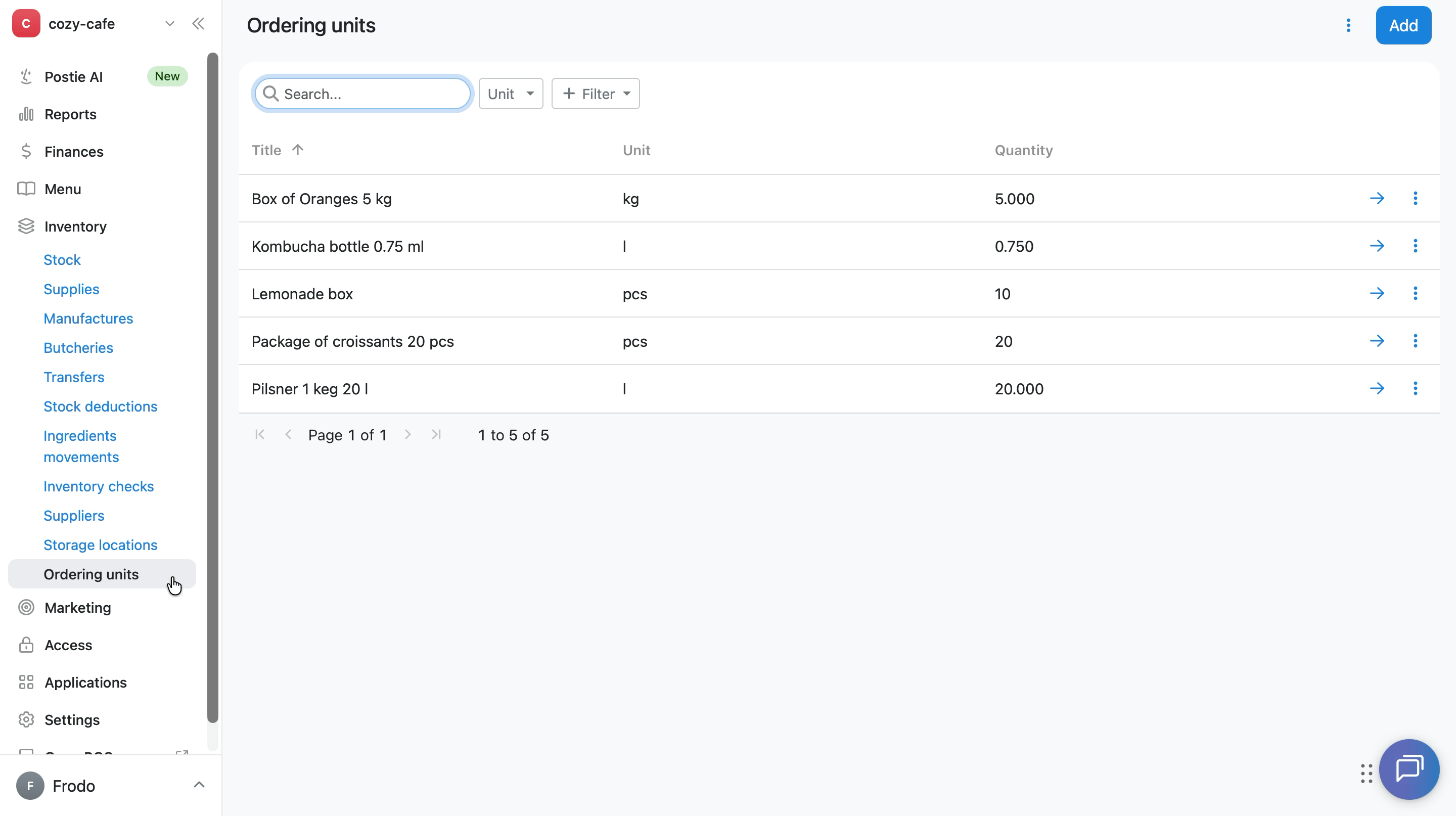 How to delete an ordering unit